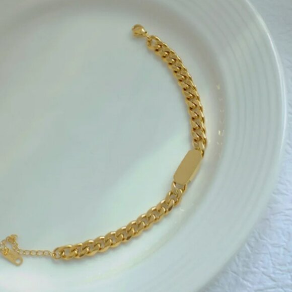 Women's‎ Men's Bracelet Stainless Steel Cuban Link Chain Bracelets Gold - Picture 3 of 5